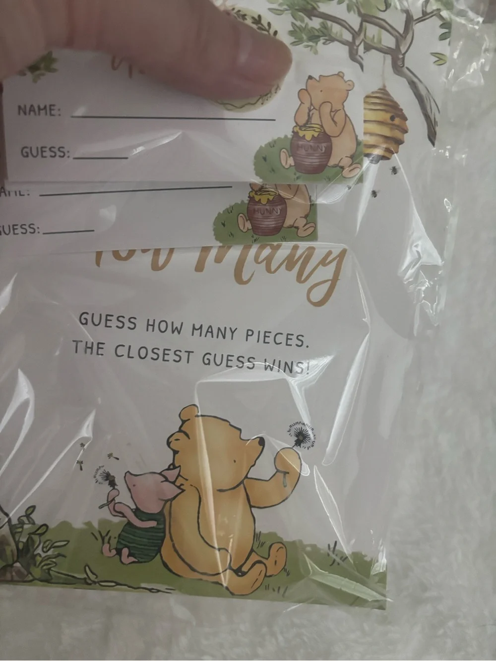 Winnie The Pooh Guess How Many Pooh Bear Party Game Sign - Gold Final Sale